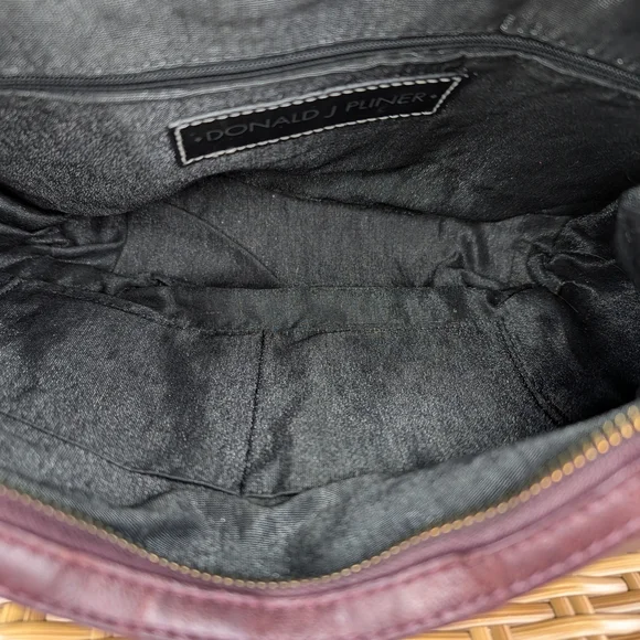 Donald J Pliner Purple Burgundy Soft Leather Hobo Shoulder Bag Purse - Picture 10 of 13